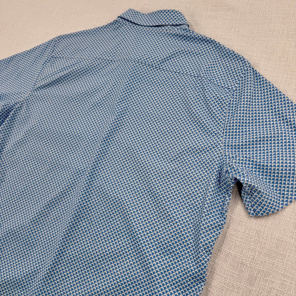 Bonobos Slim Fit Long Short Sleeve Button Down Shirt Blue Geometric Tile Mens L - Picture 7 of 11